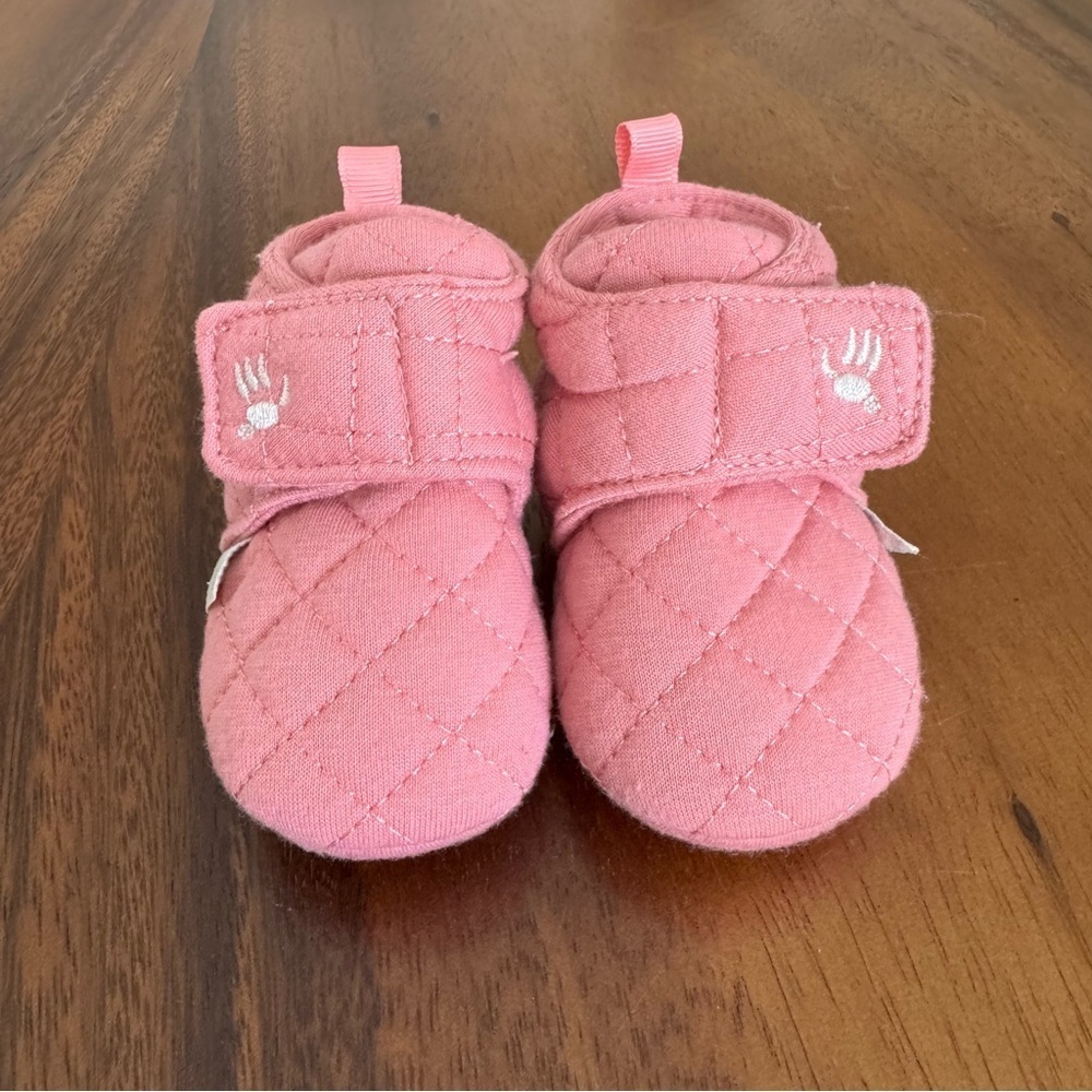 NWOT Bearpaw Pink Quilted Baby Girl Walker Boots Crib Shoes Size 2 (3-6M)
